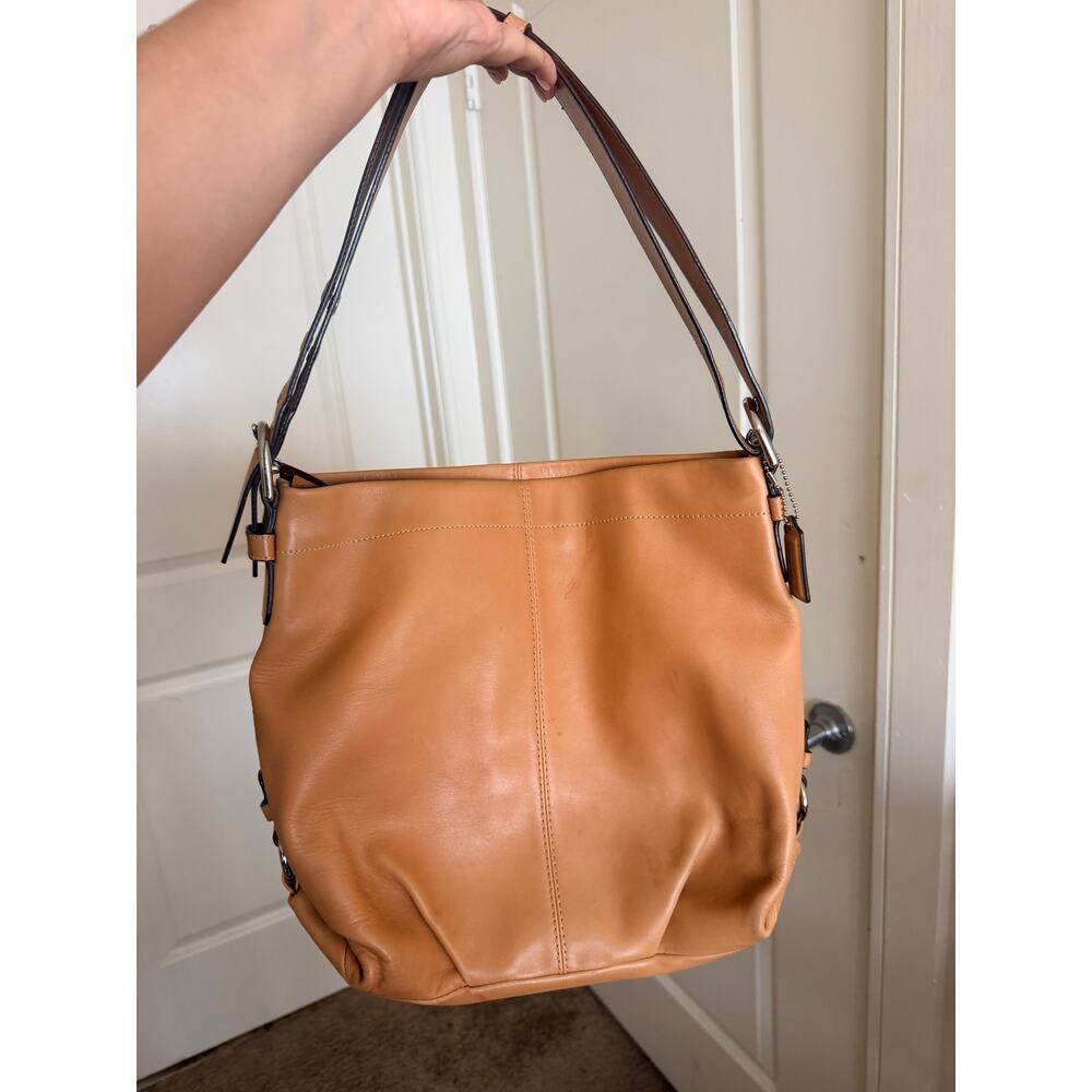 Vintage Coach Camel Leather Convertible Hobo Shoulder Bag D1060-F15064